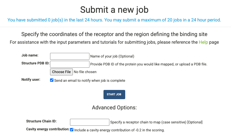GPCRMap New Job Page
